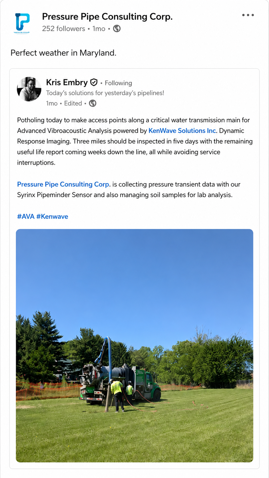 Maryland field work pressure transient data collection update
