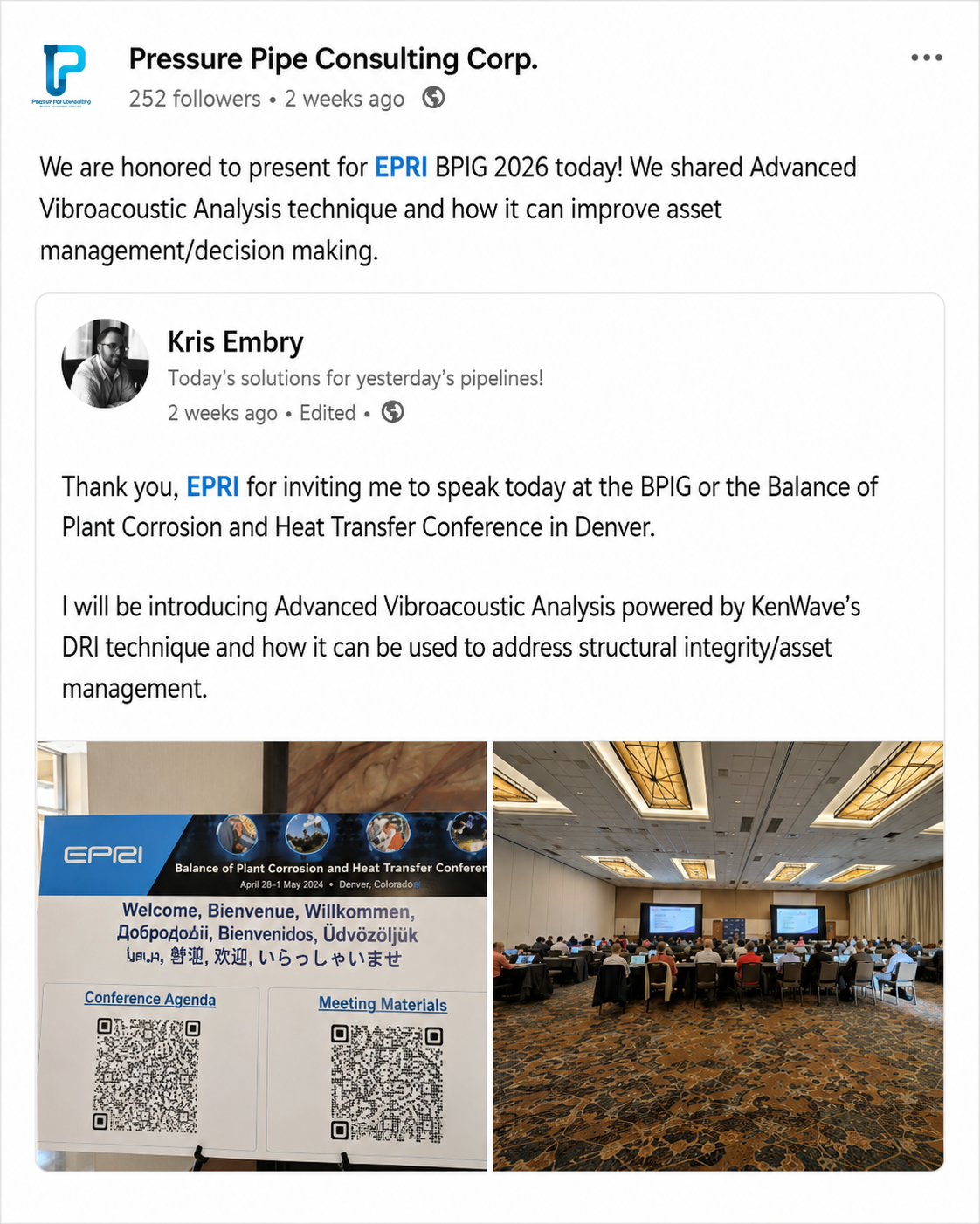 EPRI BPIG 2026 advanced vibroacoustic analysis conference update